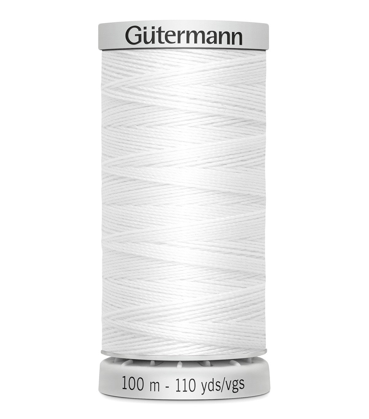 Spool of Gutermann thread on a white background