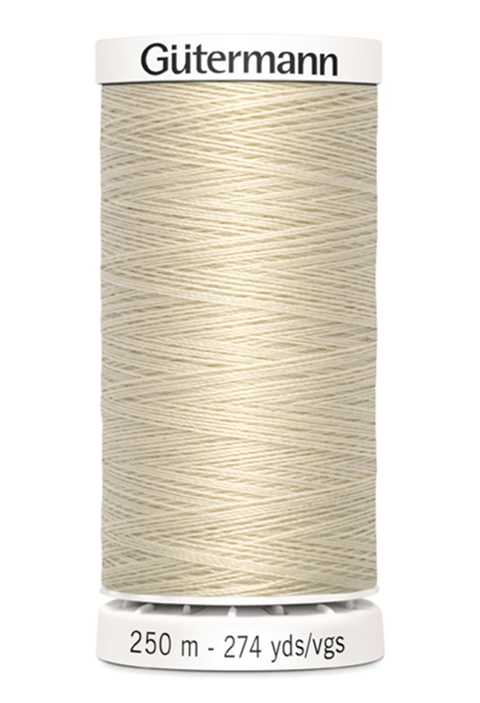 Spool of Gutermann thread on a white background