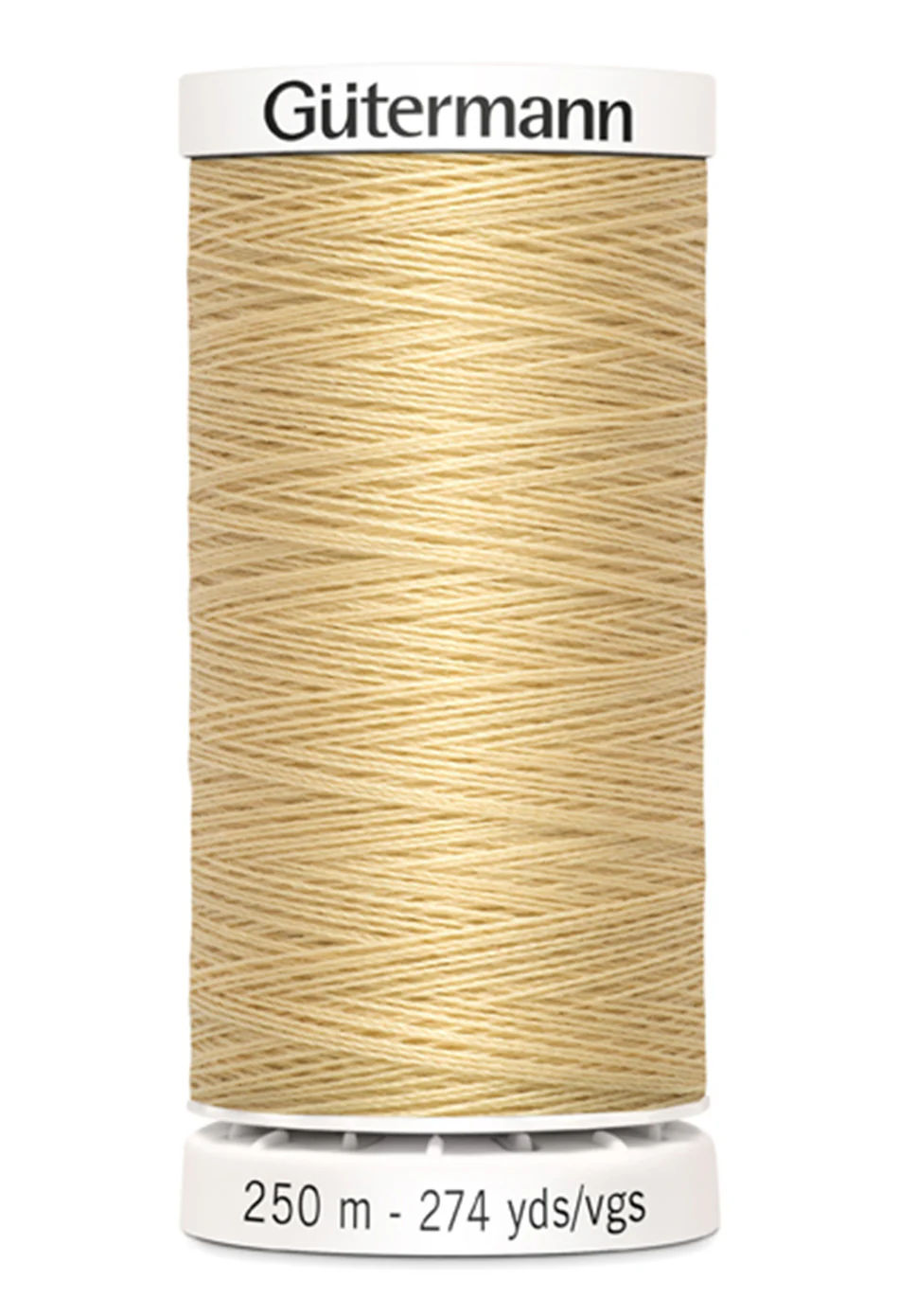 Spool of Gutermann thread on a white background