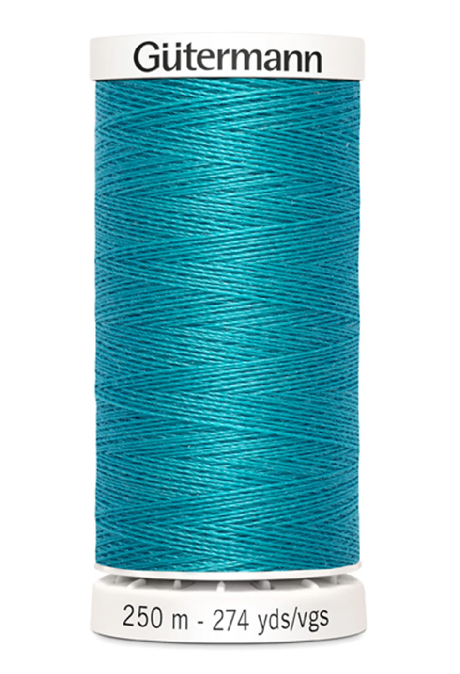 Spool of Gutermann thread on a white background