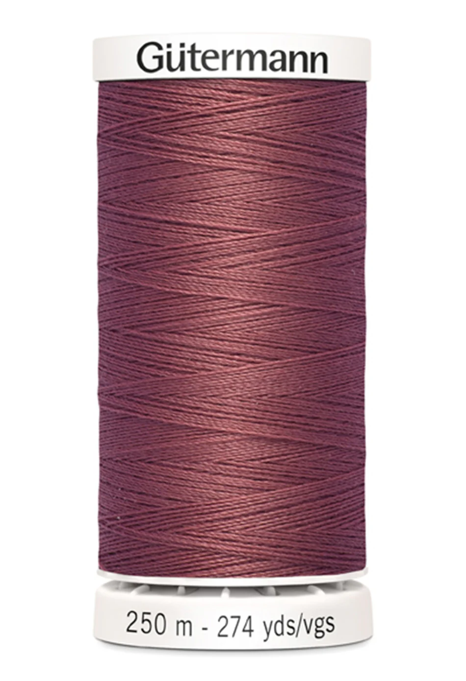 Spool of red thread with 'Gütermann' branding on a white background
