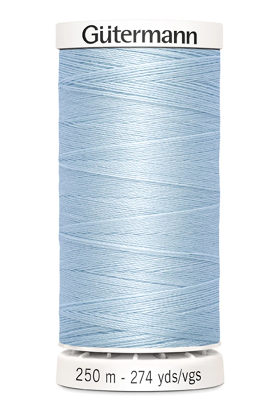 Spool of Gutermann thread on a white background