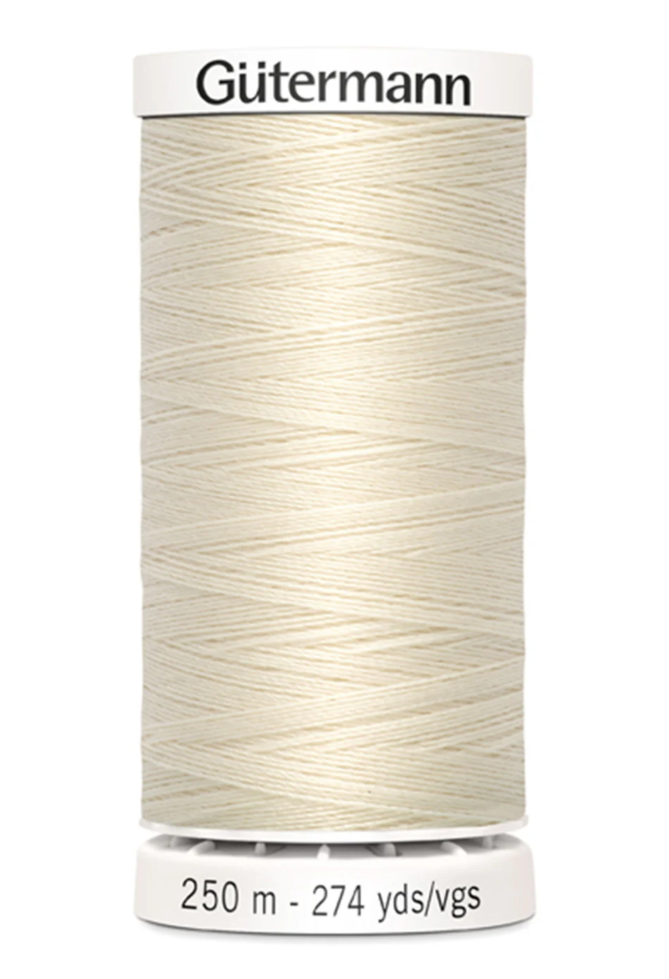 Spool of Gutermann thread on a white background