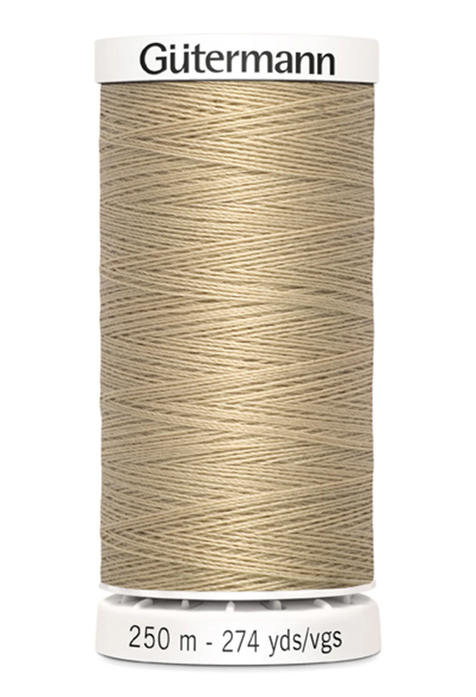 Spool of Gutermann thread on a white background