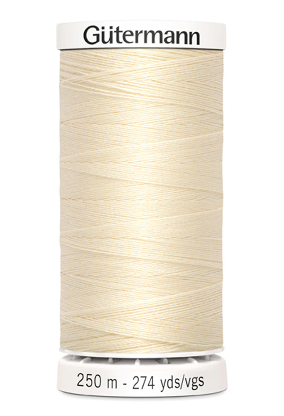 Spool of Gutermann thread on a white background
