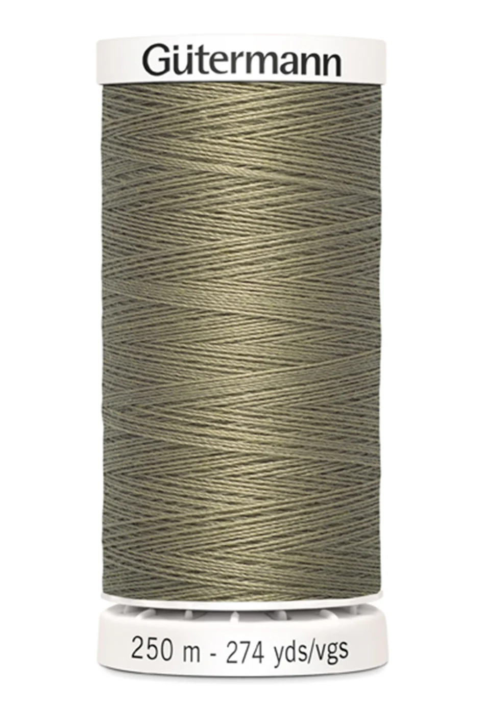 Spool of Gutermann thread on a white background