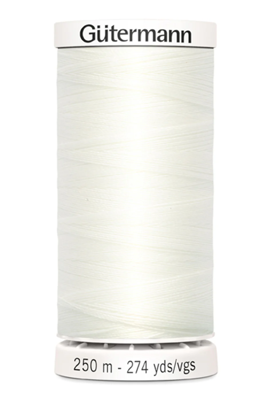 Spool of Gutermann thread on a white background
