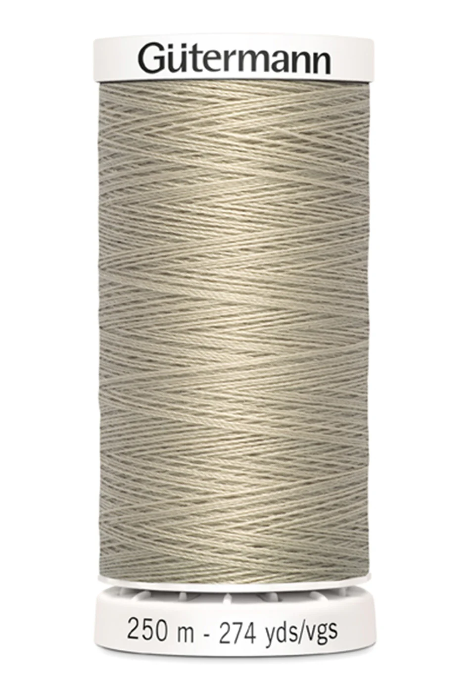 Spool of Gutermann thread on a white background
