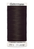 Spool of black Gutermann thread on a white background