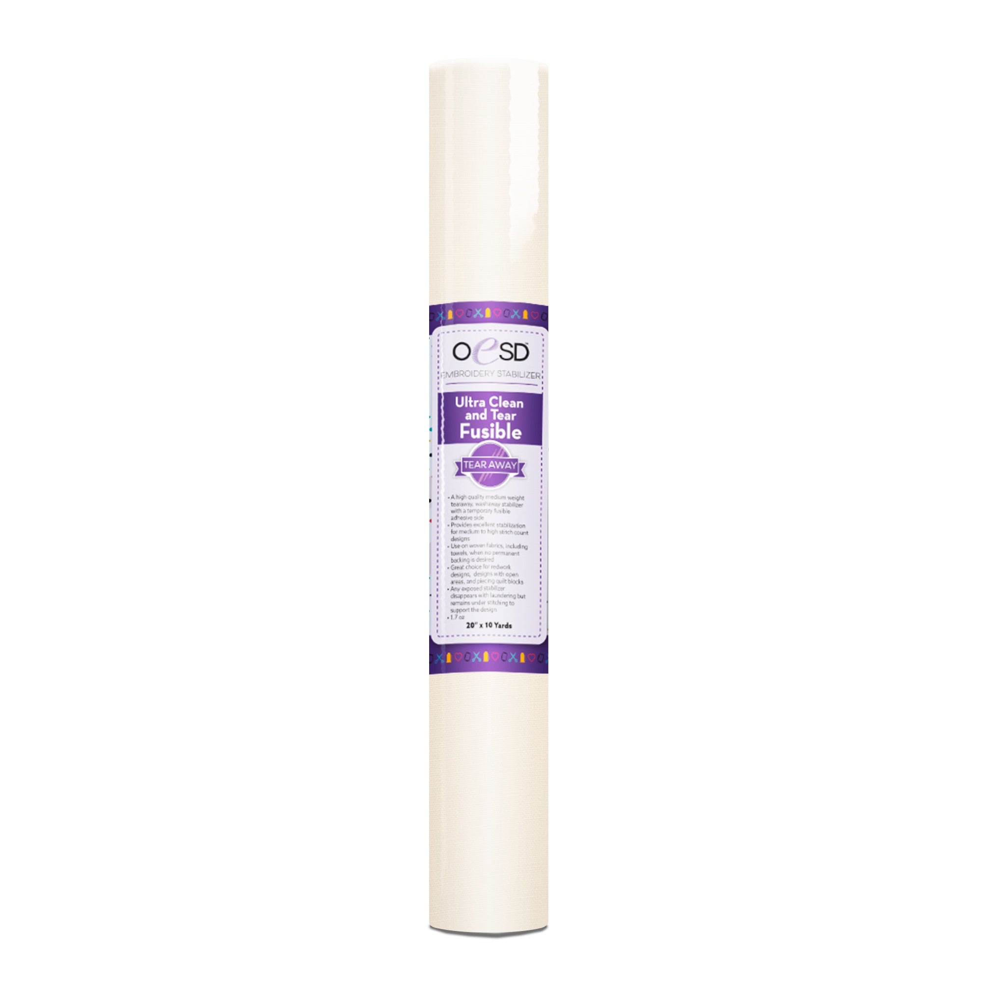 OESD Ultra Clean and Tear Fusible Embroidery Stabilizer 20"x10yd Roll HBTF17-20