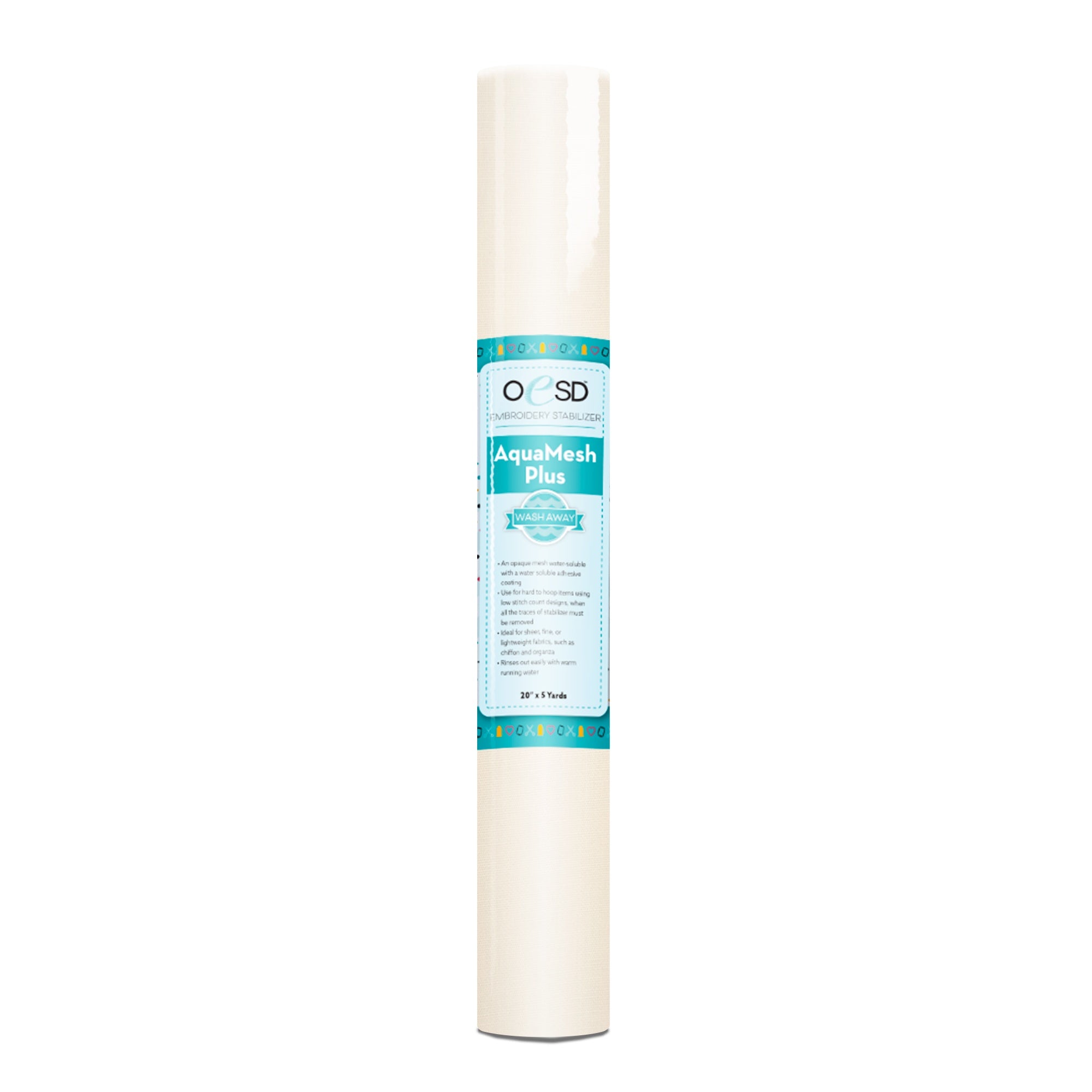 OESD AquaMesh Plus Self-Adhesive Wash Away Embroidery Stabilizer 20"x5yd Roll HBWAP-20
