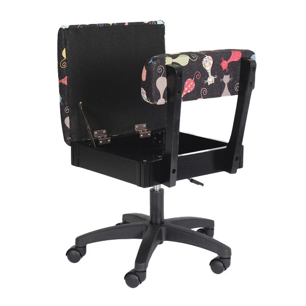 Arrow Sewing Height Adjustable Hydraulic Sewing Chair HCAT Cat's Meow Black Fabric for Sale at World Weidner