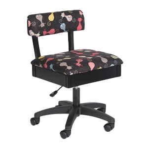Arrow Sewing Height Adjustable Hydraulic Sewing Chair HCAT Cat's Meow Black Fabric for Sale at World Weidner