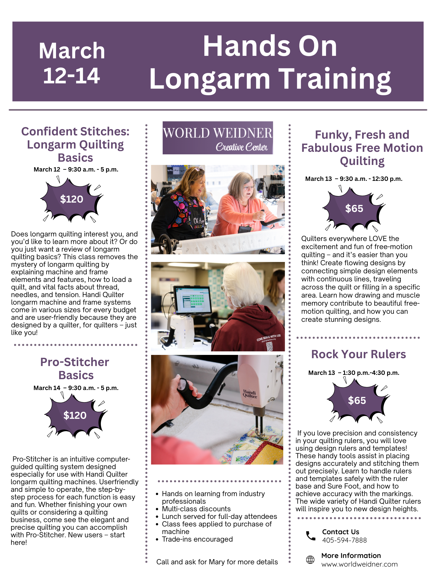 Hands On Longarm Training Event 3/12-14