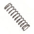 A single metal coil spring photographed diagonally on a plain white background.