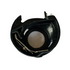 A black plastic circular component with a central circular opening and a small metal spring inside, isolated on a white background.
