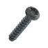 A single metal screw with a dark gray, slightly oxidized finish, shown diagonally on a plain white background.
