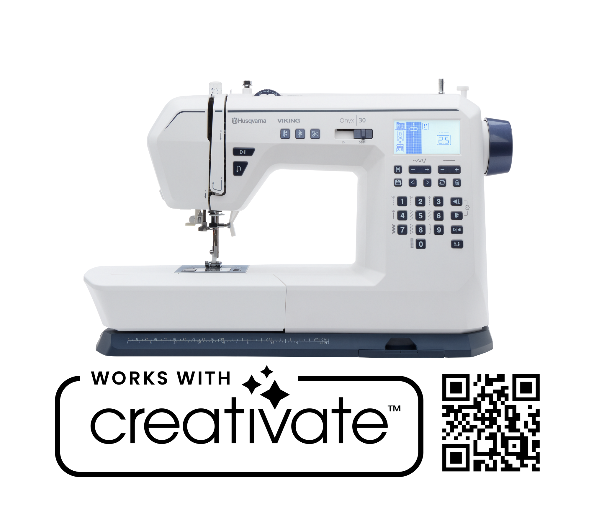 Husqvarna Viking Onyx 30 Sewing Machine works with CREATIVATE Digital Toolkit