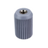 A gray ribbed plastic knob with a threaded metal hole in the center, shown on a plain white background.
