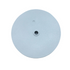 A round, light gray plastic disc with a central hole and a small dot feature near the top, isolated on a white background.