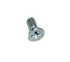 A single silver metal screw with a flat head and cross recess, shown on a plain white background.