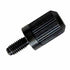 A black plastic hexagonal threaded knob with a ribbed textured head, isolated on a white background.