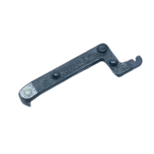 A small black metal tool or hardware piece with a curved hook-like end, photographed on a plain white background.