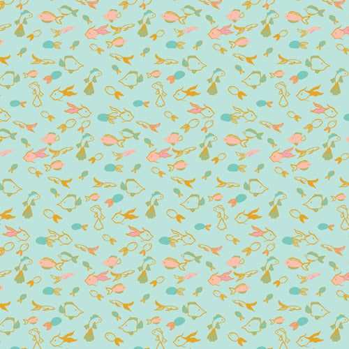 Fabric Art Gallery Aqua Fin Parade Island Life by the Quarter Yard ISL-35503