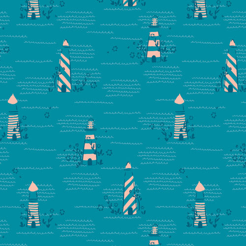 Fabric Art Gallery Teal Seaside Signal Island Life by the Quarter Yard ISL-35505