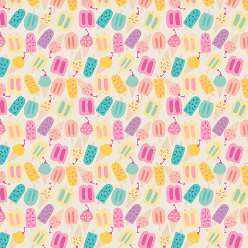 Fabric Art Gallery Cream Rainbow Chill Island Life by the Quarter Yard ISL-35508