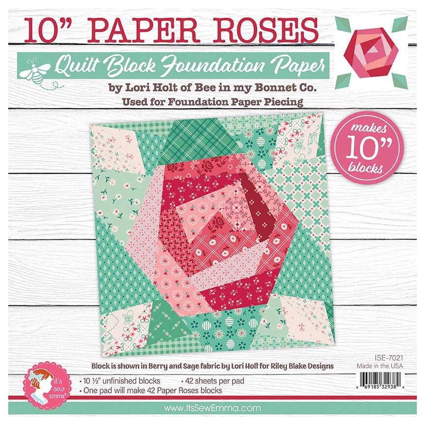 It's Sew Emma Lori Holt 10" Paper Roses Quilt Block Foundation Paper P051-ISE-7021