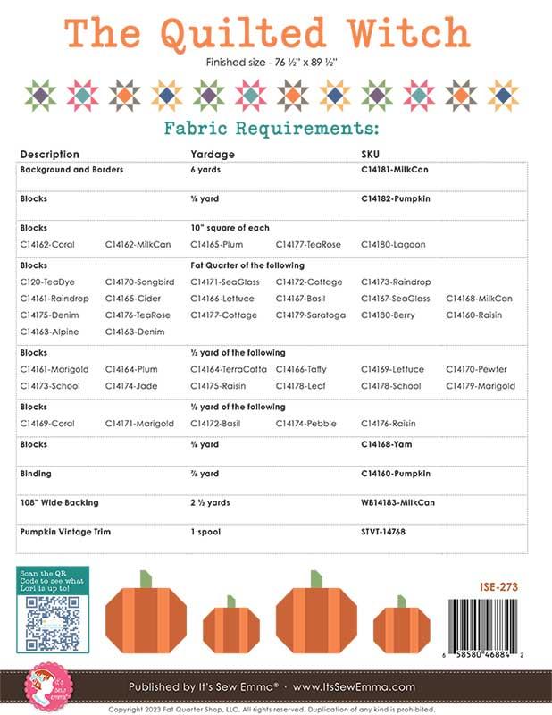 It's Sew Emma Lori Holt Quilted Witch Quilt Pattern ISE-273