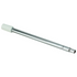 A chrome metal extension pole with a white plastic end cap, shown diagonally on a plain white background.