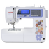 A white Janome 5300 SDC digital sewing machine with a lavender control panel and colorful quilt pattern graphics on the side, shown on a clean white background.