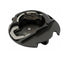 A black plastic bobbin case with silver metal inner components, shown on a plain white background.