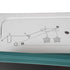 Close-up of a sewing machine control panel showing a diagram of thread path and stitch components, with numbered callouts 1, 2, and 3 on a white surface.