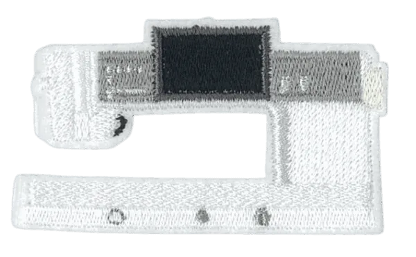 White and black rectangular patch with a central black square on a white background
