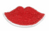 Red lips-shaped object on a white background