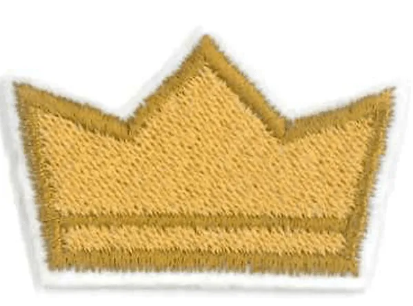 Gold crown patch on a white background