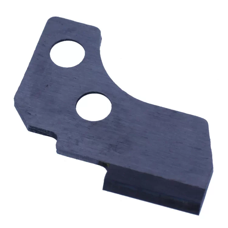 Metal blade with two holes on a white background