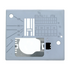 Gray plastic template with measurement markings on a white background