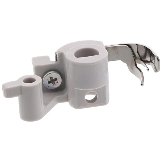 White clamp with metal hook on a white background
