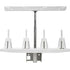 A white and silver metal mounting bracket system with a central vertical post, a top horizontal bar, and four cone-shaped side holders on a white background.