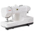 A white Janome SewSwitch 30 sewing machine with a digital display screen and red branding, shown from a three-quarters angle on a white background.