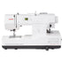 Janome SewSwitch 30 sewing machine in white with a dark gray base, featuring a digital display screen and various sewing accessories, shown on a solid white background.
