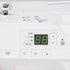 Close-up of a white sewing machine control panel with a green digital display showing '88', mode and start/stop buttons, and stitch pattern icons printed above.