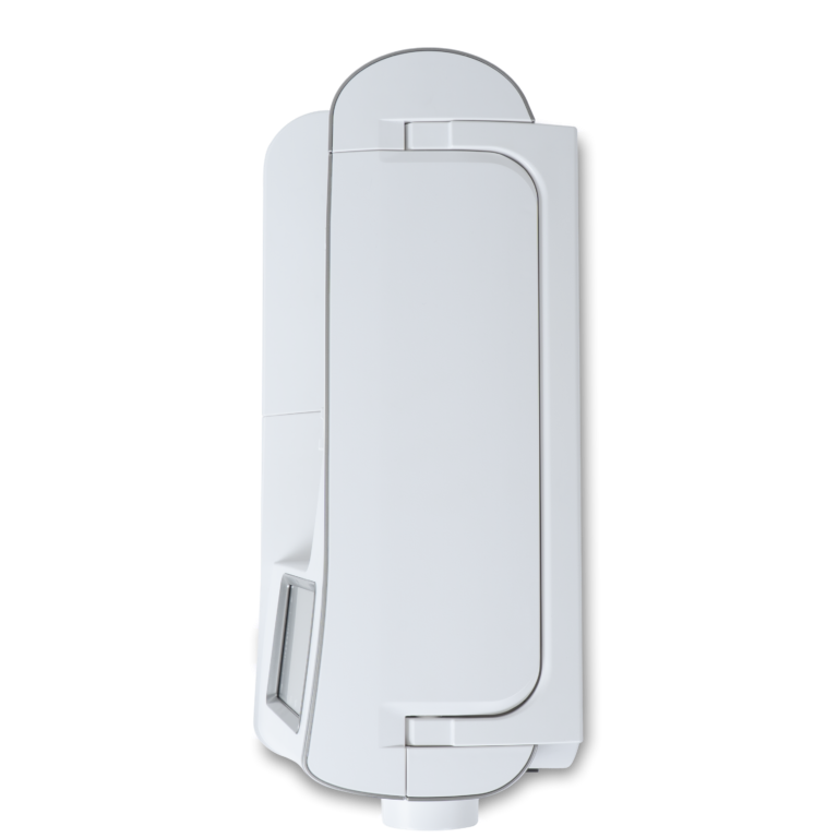 A white sewing machine, shown from a top down view against a solid white background.