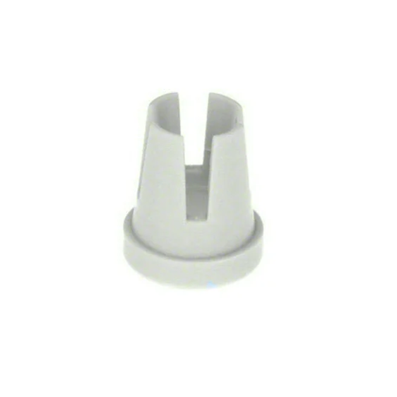 A small light gray plastic cone-shaped component with a split top opening, shown on a plain white background.