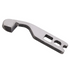 A curved metal sewing machine needle thread holder or tension assembly part, shown on a plain white background.