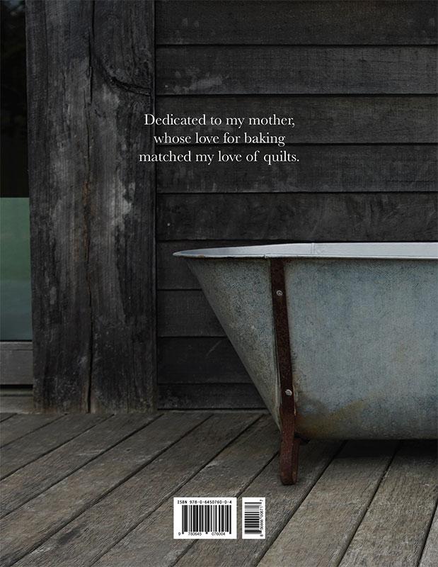 Vintage bathtub on a wooden deck with text and barcode